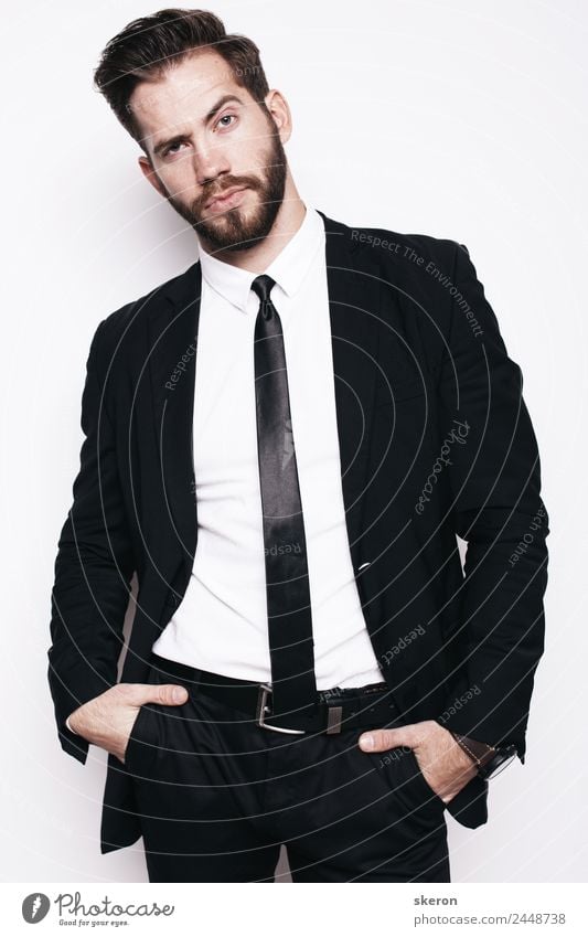 stylish guy with beard in business office suit Lifestyle Parenting Education Teacher Work and employment Profession Office work Human being Masculine Young man