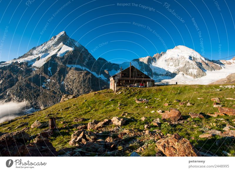 Panorama with Schoebiel SAC mountain hut and matterhorn Leisure and hobbies Vacation & Travel Tourism Trip Adventure Far-off places Freedom Summer Mountain