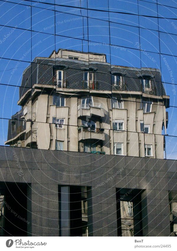 Between New and Old House (Residential Structure) Window Mirror image Architecture Glass Window pane Reflection