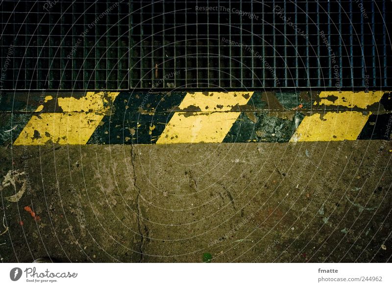 warning line Deserted House (Residential Structure) Road sign Sign Line Old Under Yellow Black Neutral Background Barrier Warn Safety Colour photo