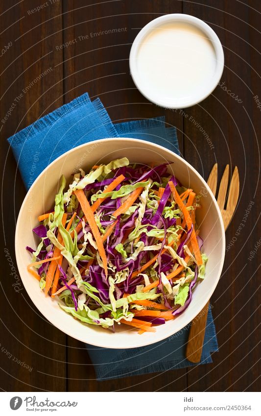 Coleslaw Vegetable Lettuce Salad Nutrition Vegetarian diet Fresh Healthy food cole cabbage Raw Carrot shredded Cut Home-made seasonal Meal Dish Snack appetizer