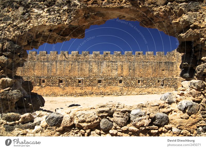 Hole against the wall Vacation & Travel Sightseeing Summer vacation Castle Ruin Manmade structures Wall (barrier) Wall (building) Facade Window