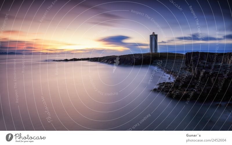 Lighthouse in Iceland. Panoramic view over the North Atlantic Ocean. Relaxation Calm Vacation & Travel Tourism Adventure Far-off places Freedom Camping Beach