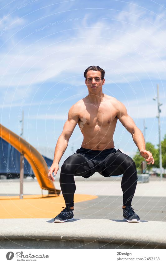 Athlete working out on cross fit jump box outside on a wall. Lifestyle Body Healthy Athletic Fitness Relaxation Summer Sports Sports Training Track and Field