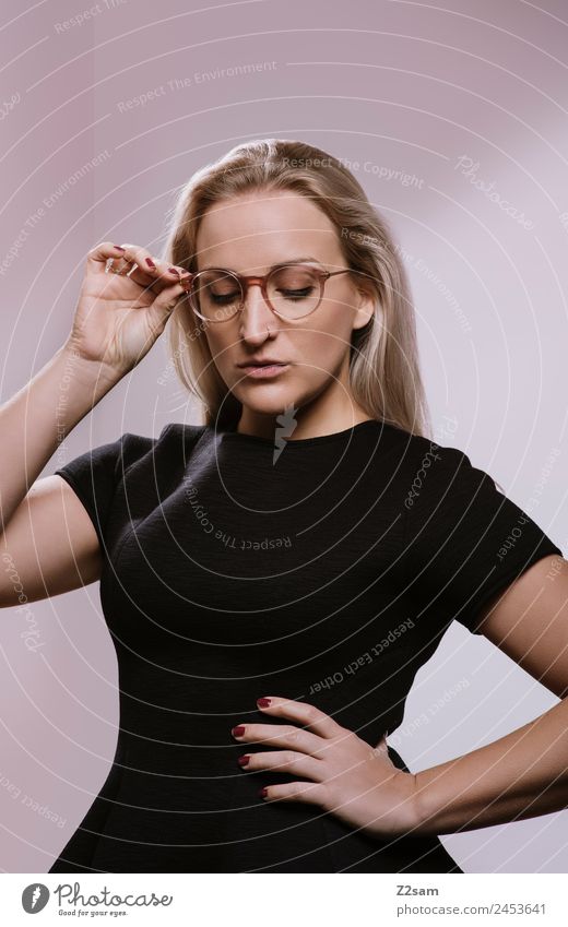 OPTICALLY appealing Lifestyle Elegant Beautiful Young woman Youth (Young adults) 18 - 30 years Adults 30 - 45 years Fashion Dress Piercing Eyeglasses Blonde