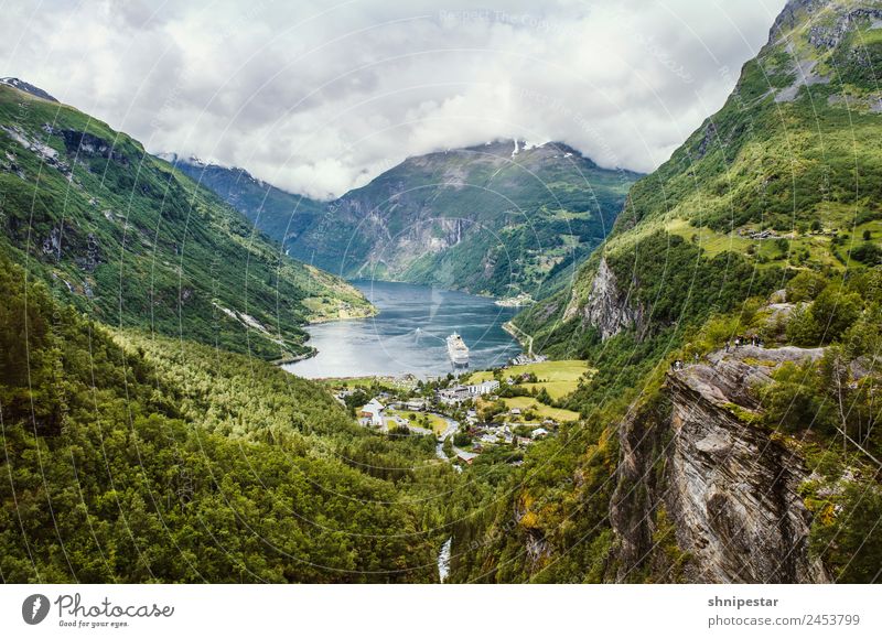 Geiranger Fjord, Norway Vacation & Travel Tourism Trip Sightseeing Cruise Expedition Mountain Hiking Human being Group Nature Landscape Elements Clouds Bay