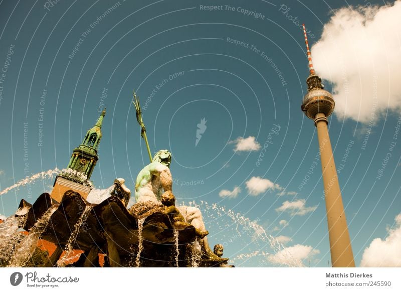 Berlin Lifestyle Tourism Trip Summer Summer vacation Living or residing Berlin TV Tower Neptune fountain Town Capital city Downtown Tourist Attraction Landmark