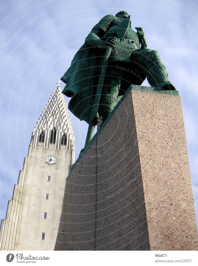 Reykjavik Iceland Reykjavík Monument Statue Vikings Axe Europe Eiriksson Religion and faith state founder