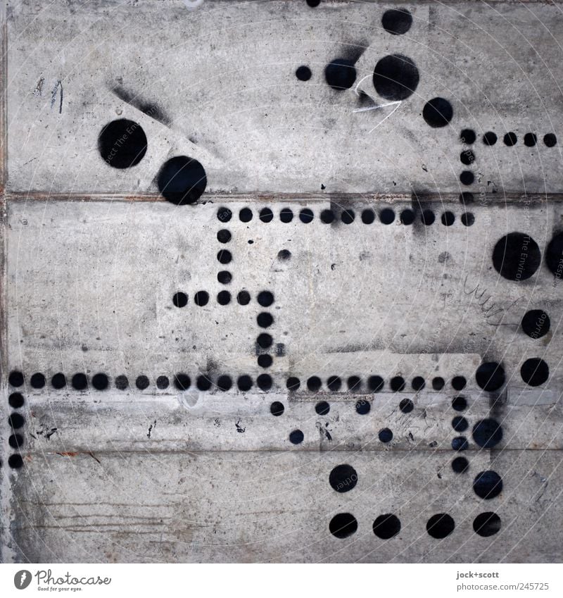 small dots connect the big dots Wall (building) Concrete Graffiti Line Exceptional Simple Firm Gray Black Orderliness Uniqueness Creativity Network Point