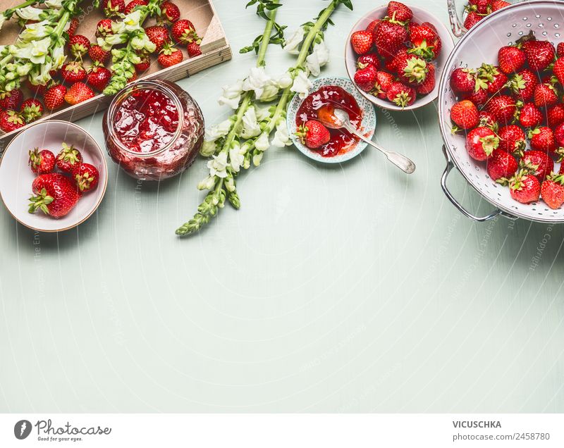 Homemade delicious strawberries make jam Food Jam Nutrition Organic produce Crockery Style Design Healthy Healthy Eating Summer Living or residing