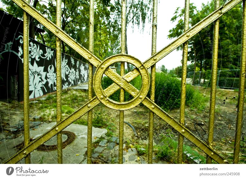 gold City life Grating Gate Door Entrance Access Gold Precious metal Noble Glittering Circle Prop Integration Threaded connection Plaited Fallow land Backyard