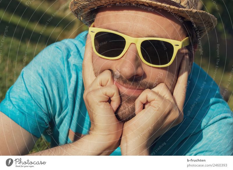 Man with sunglasses and hat Well-being Contentment Relaxation Vacation & Travel Trip Summer Summer vacation Masculine Adults Head Face Hand Fingers