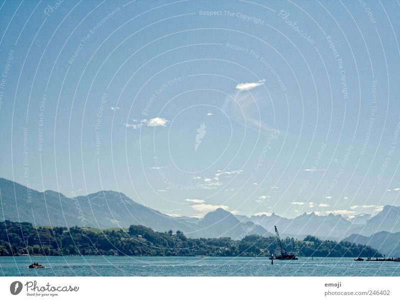 Heart of Switzerland Sky Cloudless sky Summer Beautiful weather Mountain Lake Blue Lake Lucerne Alps Colour photo Exterior shot Deserted Copy Space top Day