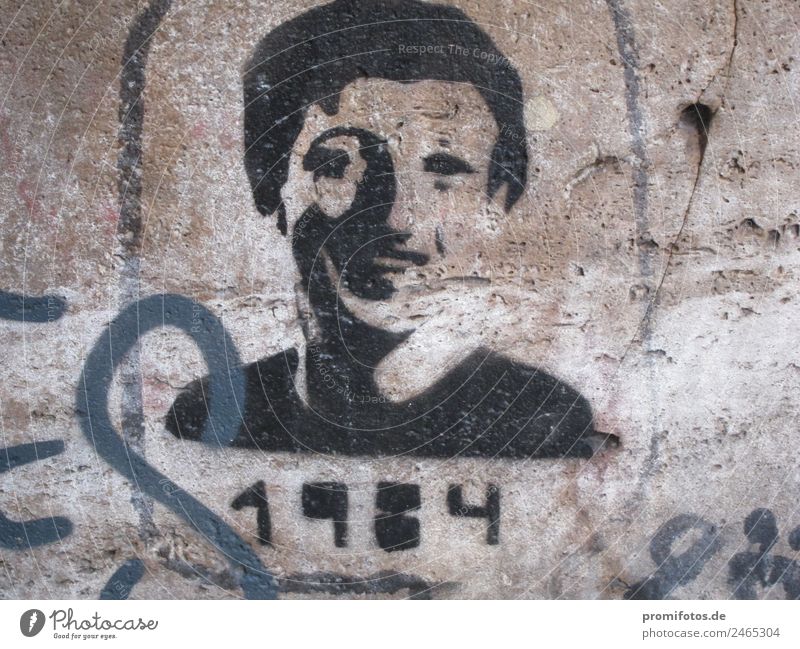 Graffiti showing a person looking like Zuckerberg with 1984 Human being Masculine Man Adults Head 18 - 30 years Youth (Young adults) Art