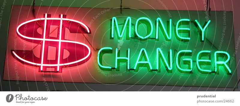 money changer Money Exchange Neon light Red Green