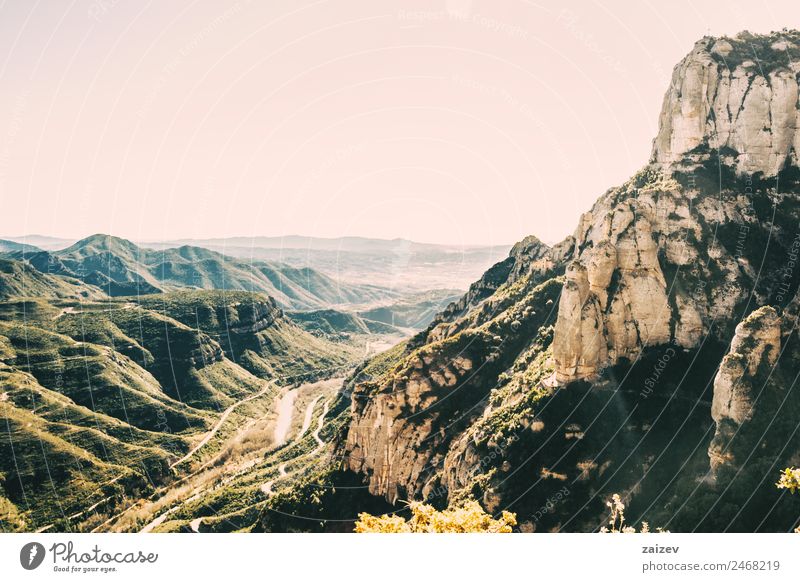 Landscape with views from the Montserrat mountain in Barcelona Beautiful Vacation & Travel Tourism Mountain Environment Nature Forest Hill Rock Canyon Stone