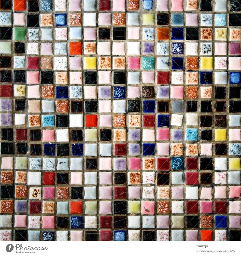 289 Design Wall (barrier) Wall (building) Mosaic Tile Uniqueness Many Multicoloured Chaos Colour Versatile Colour photo Detail Pattern Structures and shapes