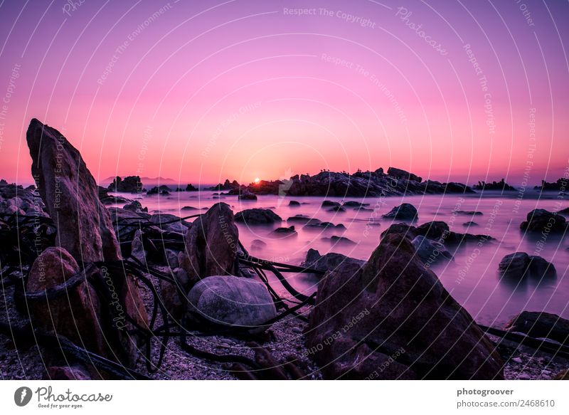 Pink Rocky Sunset Vacation & Travel Tourism Adventure Sightseeing Summer Beach Ocean Environment Nature Landscape Earth Water Sky Beautiful weather Coast