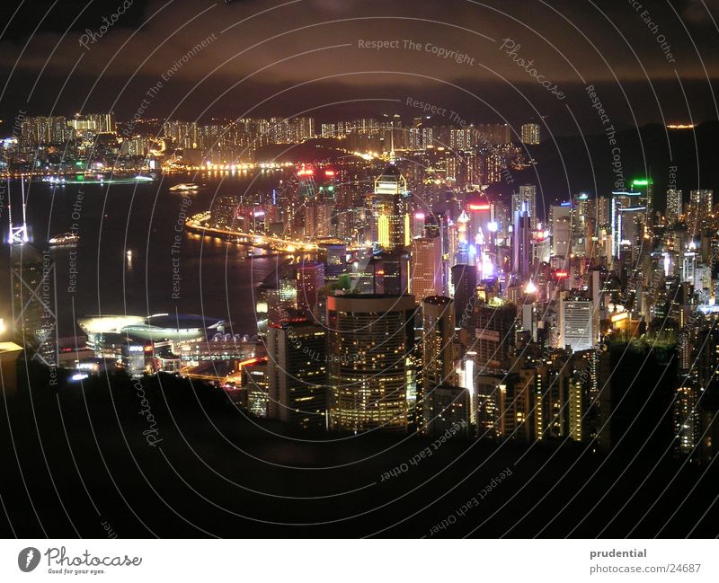 hong kong at night Night Ocean Town Success Light lag time exposure