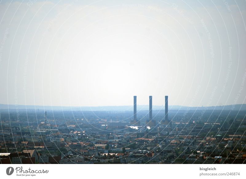 Berlin from above Factory Federal eagle Europe Capital city Electricity generating station Gray Chimney Sky Town Colour photo Subdued colour Exterior shot