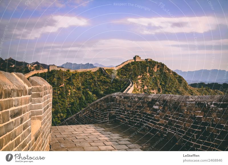 chinese wall Architecture Environment Nature Sky Clouds Sunlight Summer Beautiful weather Tree Deserted Wall (barrier) Wall (building) Tourist Attraction