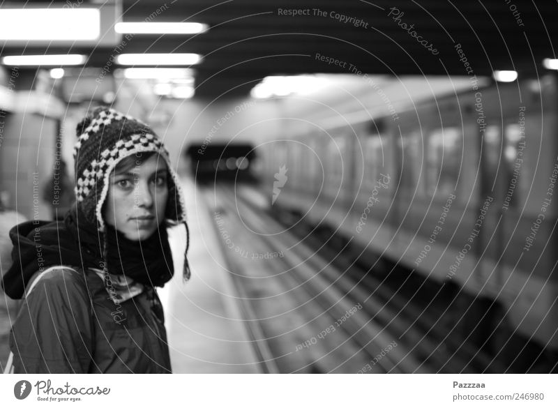 The girl in the metro Feminine Young woman Youth (Young adults) Face 1 Human being 18 - 30 years Adults Town Capital city Train station Train travel