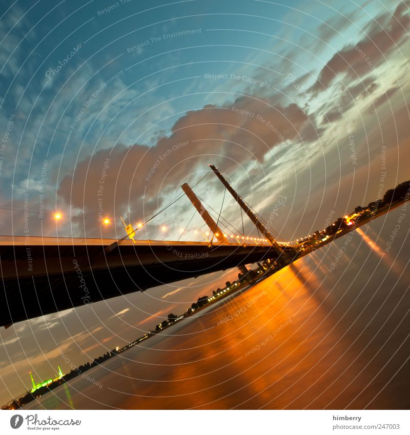 list Art Environment Sky Clouds Night sky Sunrise Sunset Sunlight Summer Climate Weather Beautiful weather Duesseldorf Bridge Manmade structures Building