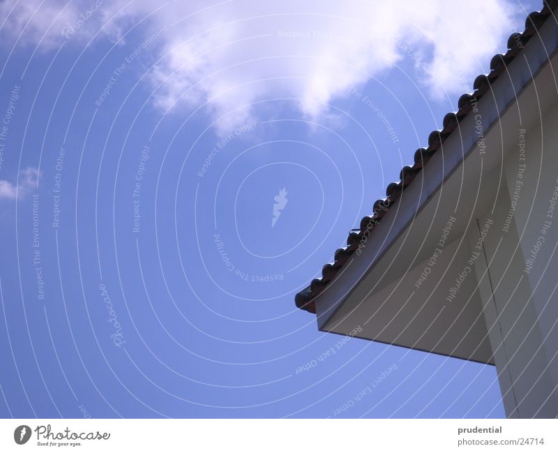 aerial view Roof Clouds Summer Sun Architecture Sky Blue Corner roof tiles Beautiful weather