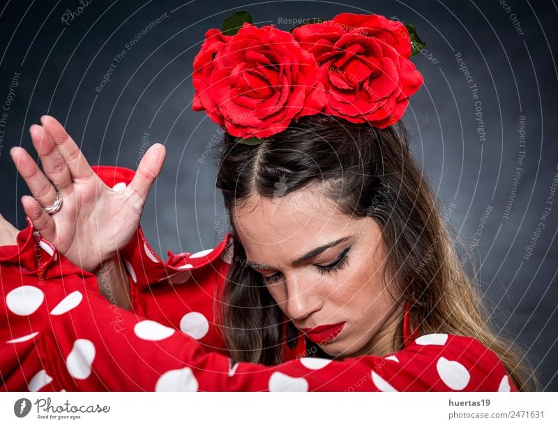 Portrait of young flamenco dancer Lifestyle Elegant Style Design Happy Beautiful Dance Feminine Young woman Youth (Young adults) Woman Adults 1 Human being