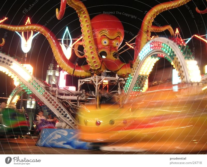 amusement park 1 Fairs & Carnivals Carousel Long exposure Dark Services merry-goround roundabout octupus Light Evening