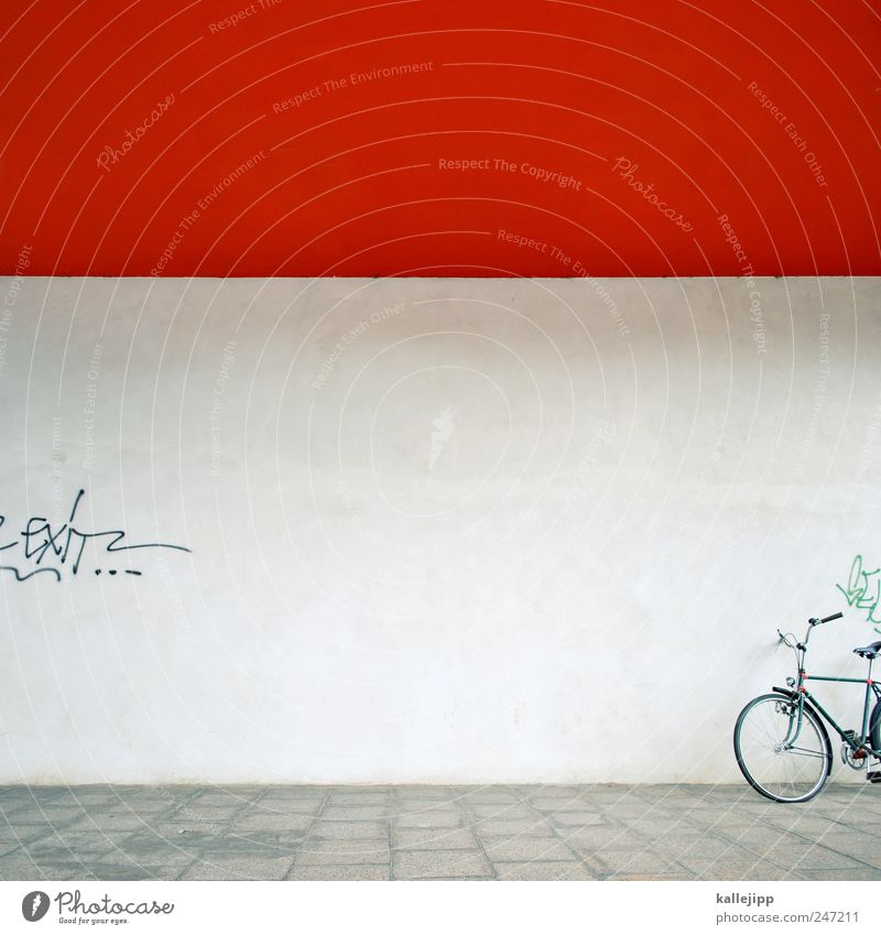 red-wheel-house Lifestyle Leisure and hobbies Transport Means of transport Bicycle Graffiti Logistics Red Colour photo Exterior shot Light Shadow Contrast