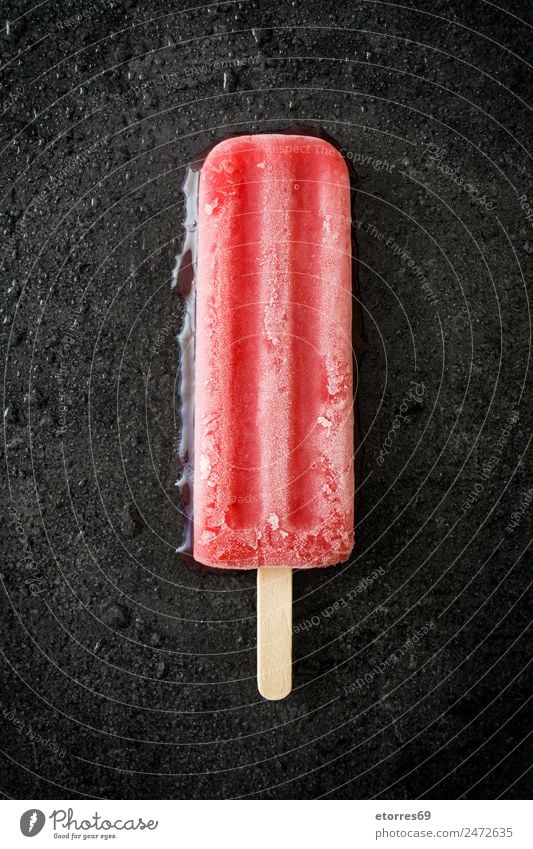 Red popsicle Food Fruit Dessert Ice cream Candy Strawberry ice cream Summer Summer vacation Fresh Cold Sweet Refreshment Pink Slate Frozen Sugar Colour photo