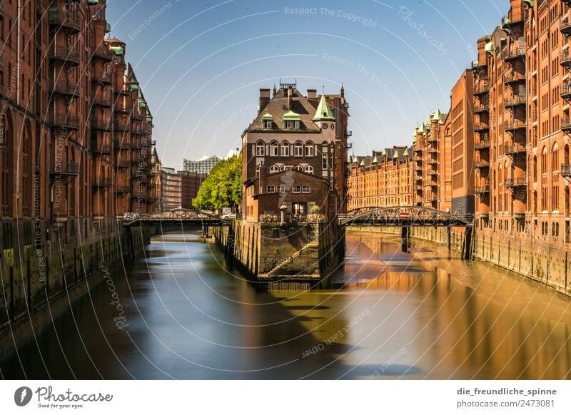 Hamburg moated castle Architecture Cloudless sky Summer Beautiful weather Germany Europe Town Port City Industrial plant Castle Manmade structures Building