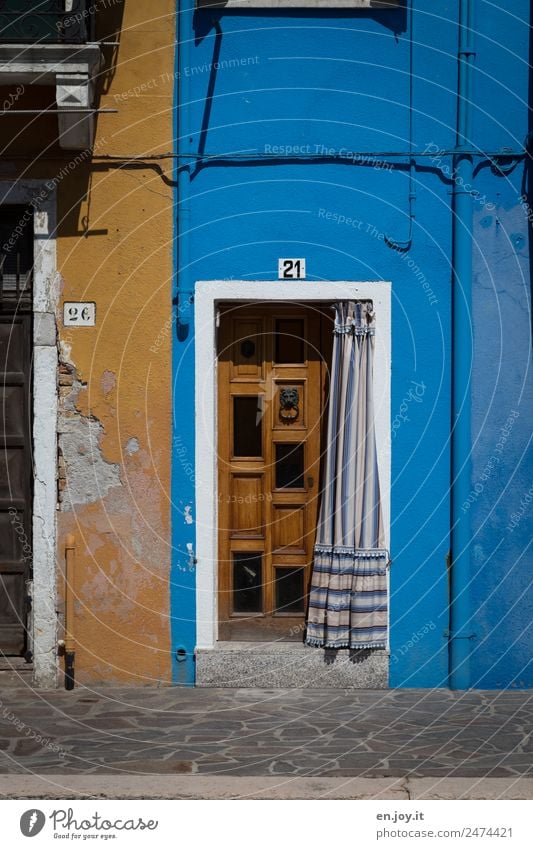 sun protection Vacation & Travel Sightseeing City trip Living or residing House (Residential Structure) Burano Venice Italy Village Old town Building Facade