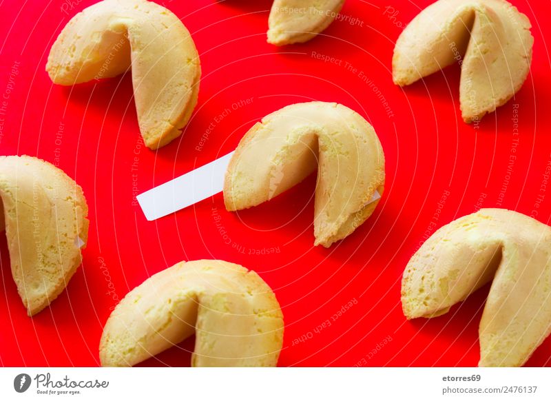 Fortune cookies Food Dessert Candy Cookie Asian Food Fresh Healthy Good Sweet Red Chinese Pattern Notepaper Communication luck Paper Tradition Home-made