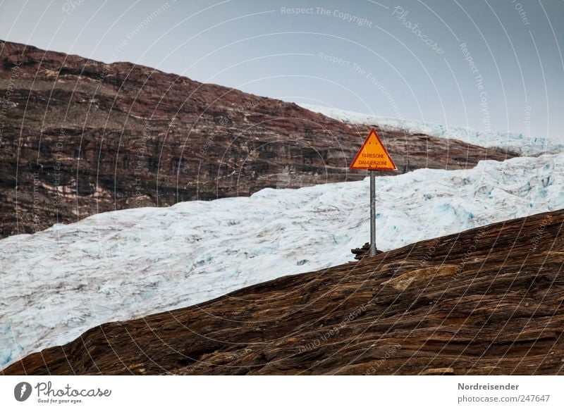 panta rhei Calm Mountain Nature Landscape Elements Climate Climate change Ice Frost Rock Glacier Sign Characters Signs and labeling Signage Warning sign