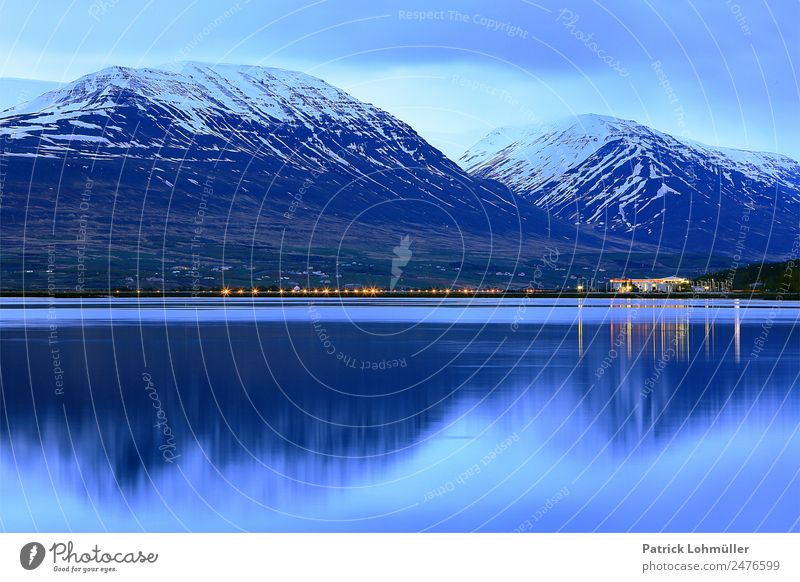 Blue night in Akureyri Vacation & Travel Tourism Cruise Ocean Island Snow Mountain Environment Nature Landscape Elements Water Sky Climate Glacier Coast Fjord