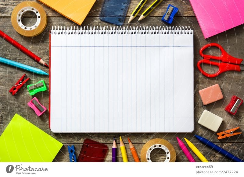 School and office supplies on white background Back to school, Stock image