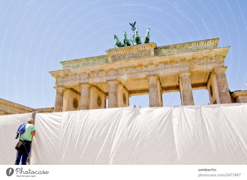 Brandenburg Gate (upper half) Barrier Architecture Berlin Germany Capital city langhans Quadriga Carriage and four Seat of government Spree Spreebogen Column