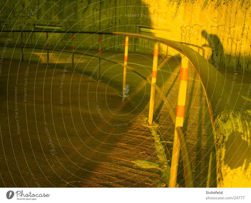 The Shadow Man Yellowness Sunset Photographic technology Bridge Railroad Handrail Street Evening Corner