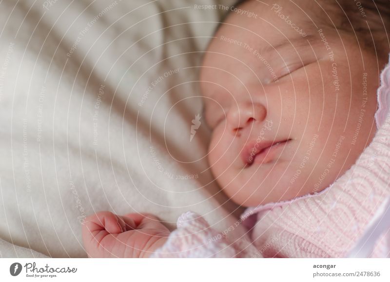 Nice Newborn asleep peacefully Lifestyle Elegant Human being Feminine Child Baby Girl Infancy Face 1 0 - 12 months Smiling Sleep Happy Emotions Safety