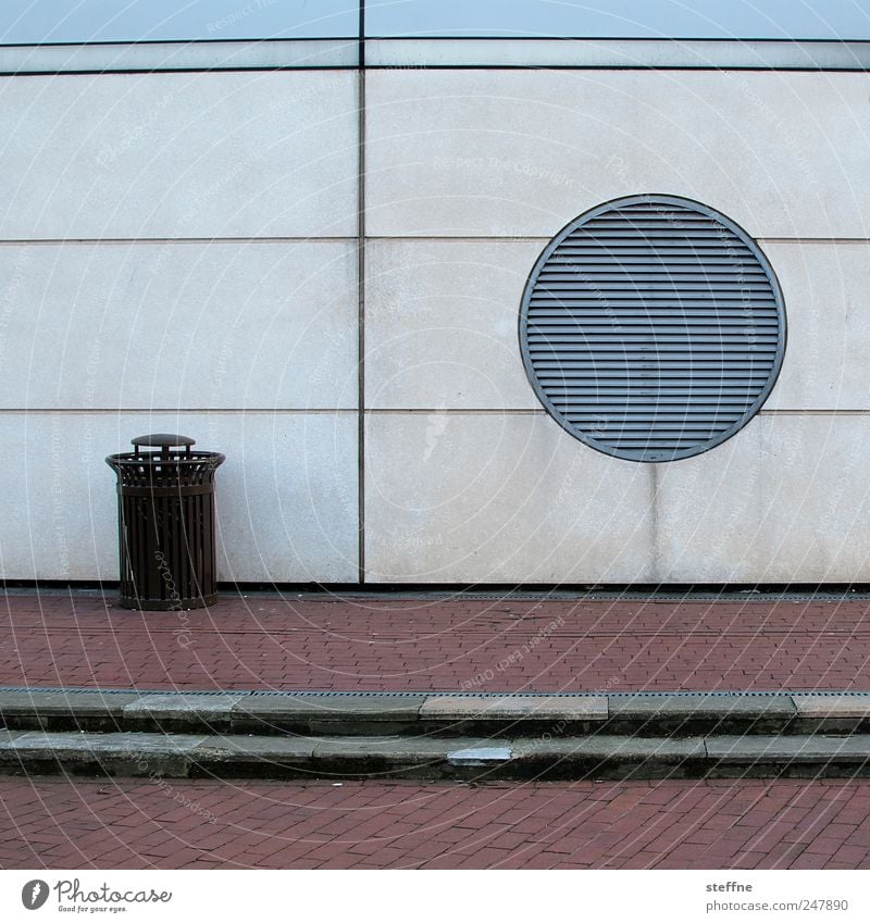 counterpoint Building Architecture Esthetic Gloomy Vent slot Trash container Cobbled pathway Wall (building) Circle Graphic Abstract Pattern