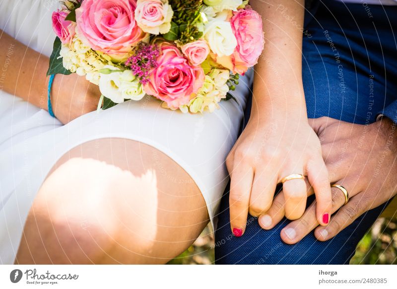 A bridal bouquet the day of the wedding Elegant Design Beautiful Feasts & Celebrations Wedding Woman Adults Man Couple Hand 2 Human being 18 - 30 years