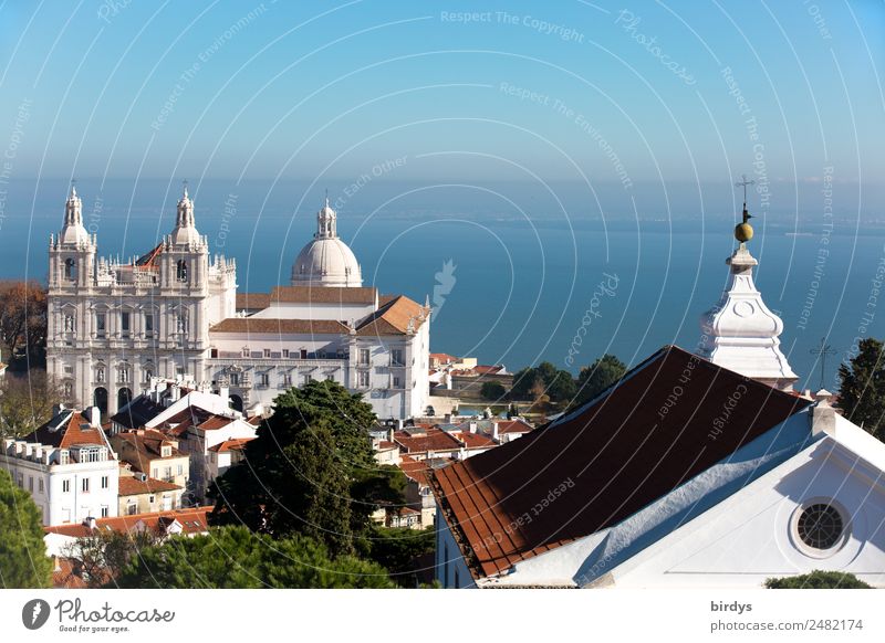 São Vicente de Fora - Lisbon Vacation & Travel City trip Summer Cloudless sky Beautiful weather Tree River Tejo House (Residential Structure) Church Dome