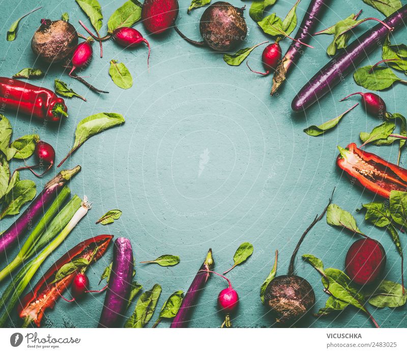 Various vegetable frames, top view Food Vegetable Nutrition Organic produce Vegetarian diet Diet Shopping Style Design Healthy Eating Background picture