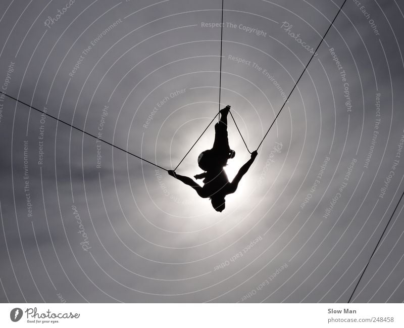 tightrope dancer II Expedition Sports Climbing Mountaineering Woman Adults Circus Stage Flying To swing Tall Willpower Brave Attentive Disciplined Concentrate