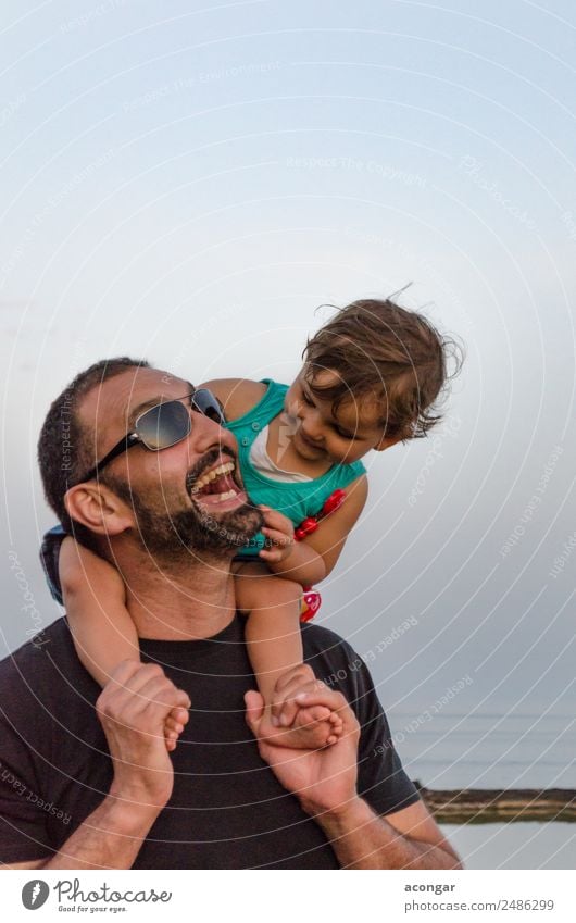 Father and daughter laughing together Lifestyle Human being Masculine Feminine Child Baby Girl Young man Youth (Young adults) Man Adults Family & Relations
