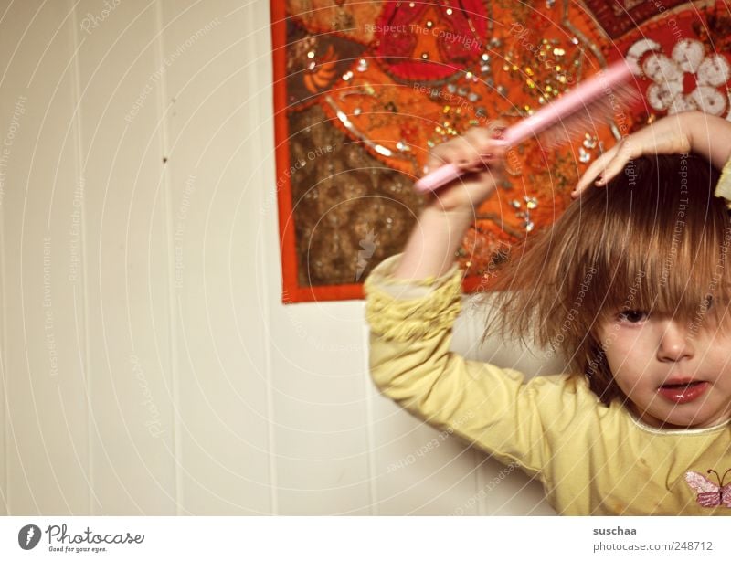 bad hair days .. Child Toddler Girl Infancy Head Hair and hairstyles Face 3 - 8 years Tapestry carpet Hairdressing Colour photo Multicoloured Interior shot