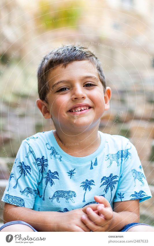 Portrait of a cute little boy smiling looking at the camera Life Vacation & Travel City trip Summer Summer vacation Human being Masculine Child Toddler