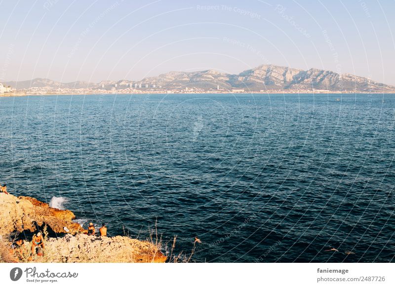 soirée à la Corniche Environment Nature Landscape Water Summer Beautiful weather Coast Moody Mediterranean sea Marseille Sun Sunbathing Vacation & Travel